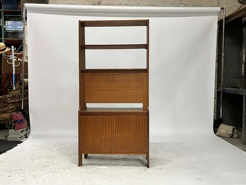Mid-Century Modern Walnut Bookcase with Cabinet