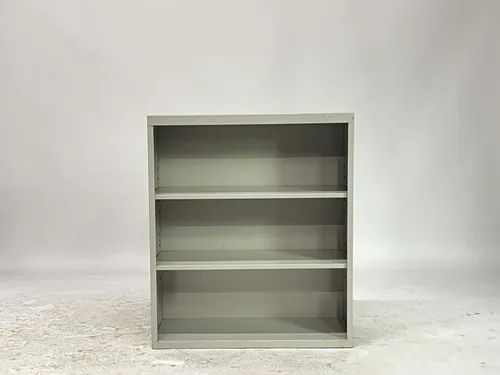 Light Gray Steel 3-Shelf Bookcase