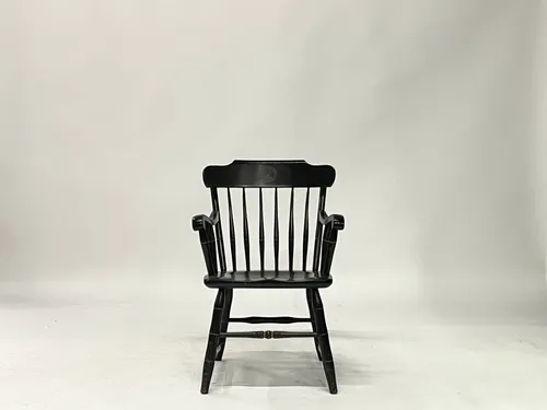 Black Wood Engraved Classic Captain's Armchair