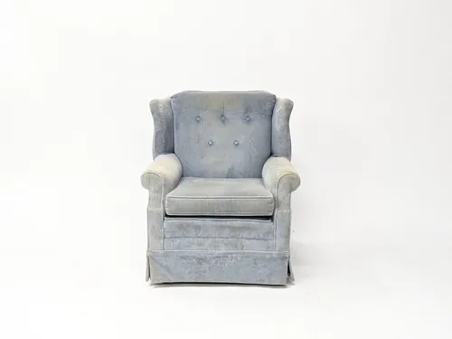 Light Blue Corduroy Wingback Lounge Chair