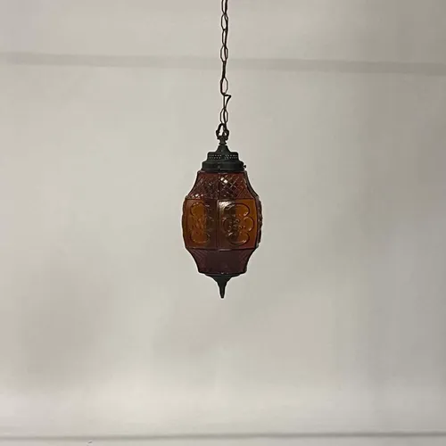 Antique Bronze & Brown Glass Pendant - LI449
