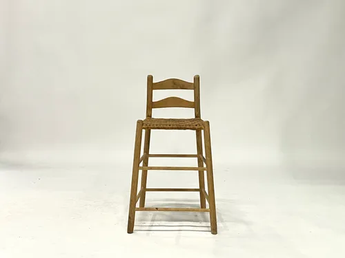 Shaker Style Bar Stool with Woven Flat Reed Seat