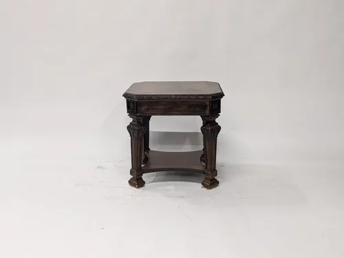 Antique Ornamental Mitered Edge Side Table