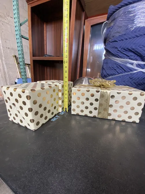 Gold Polka-Dot Wrapped Presents- Set of 3