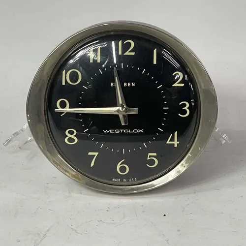 Circular Metal & Black Wind Up Alarm Clock - A764