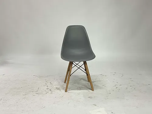 Gray Molded Plastic Side Chair with Eiffel Tower Legs