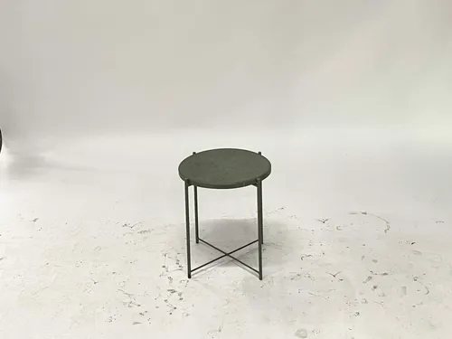 Green Patina Round Metal Side Table