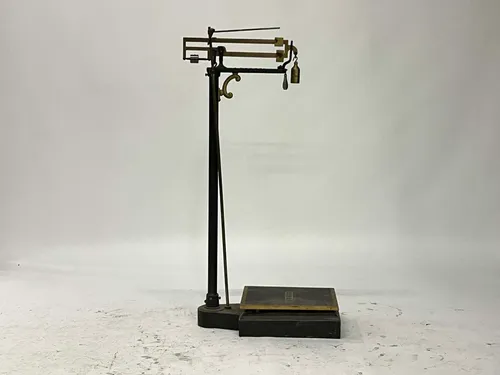 Antique Iron & Brass Standing Scale