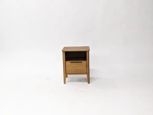 Oak Midcentury End Table with Bottom Drawer