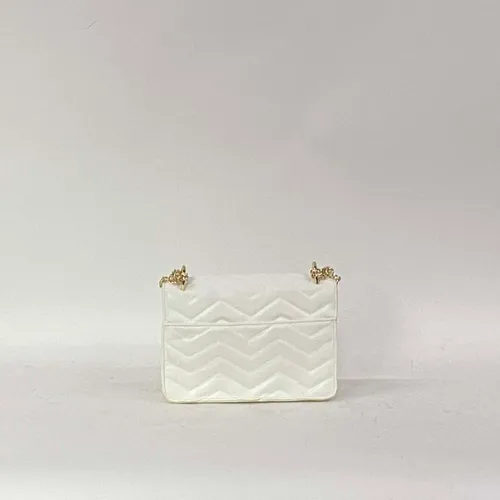 White Leather Purse with Gold Chain - MO22288