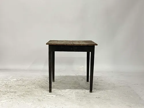 Rustic Wood Dining Table with Black Painted Base