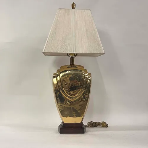 Gold Brass Table Lamp with Silk String Shade - LI304