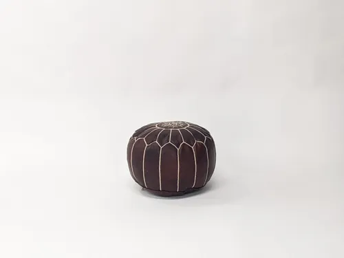 Coffee Brown Moroccan Leather Pouf