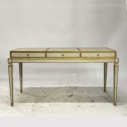 Ivory White & Gold 3-Drawer Traditional Console Table