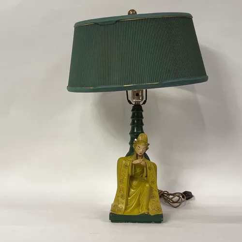 Green Geisha Table Lamp with Matching Green Shade - LI116