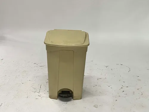 Beige Garbage Can with Foot Pedal