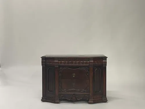 Antique Victorian Mahogany 2-Drawer Chest with Brass Teardrop Pulls