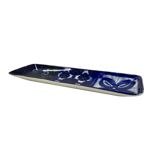Narrow Dark Blue Ceramic Tray - TR463