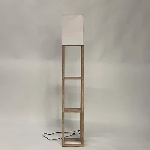 Wood Floor Lamp with White Shade - LI553