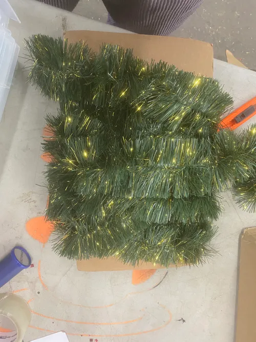 Bin of Assorted Green Tinsel Garland 8-12'