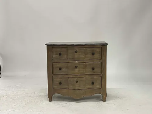 Brushed Oak & Gray Marble 3-Drawer Dresser
