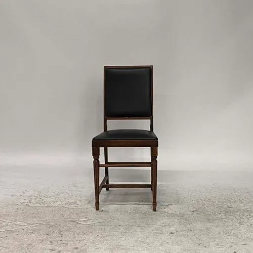 Black Leather & Walnut Dining Chair - SE3015