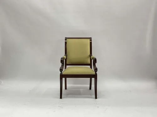 Regency Dining Scroll Armchair with Yellow Stripe Upholstery
