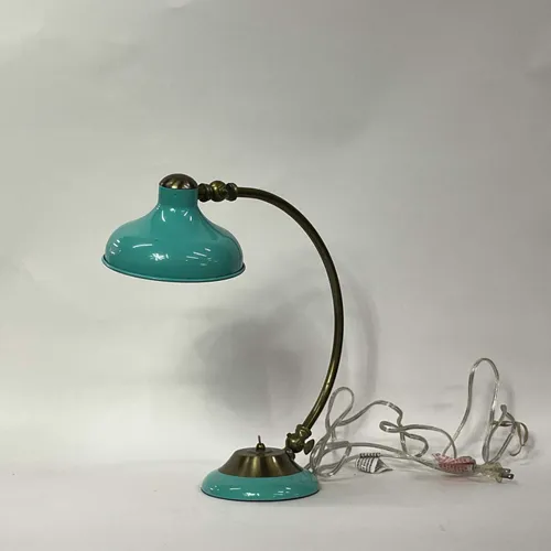 Turquoise & Brass Arc Table Lamp - LI38