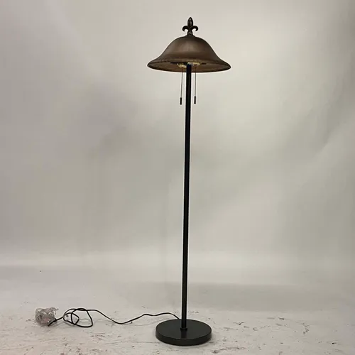 Black & Brown Glass Fleur de Lis Floor Lamp - LI371