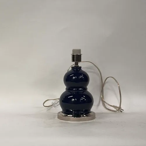Navy Ceramic & Chrome Table Lamp - LI294