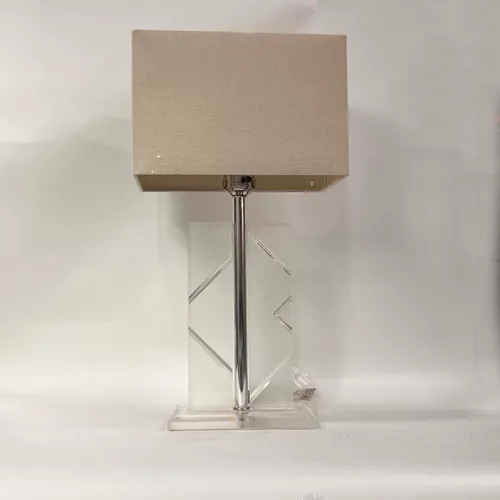 Modern Acrylic Block Table Lamp with Beige Shade - LI239