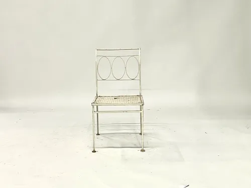 White Painted Iron Garden Side Chair