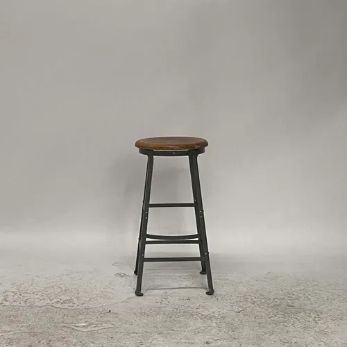 Gray Metal Bar Stool with Wood Seat - SE2986