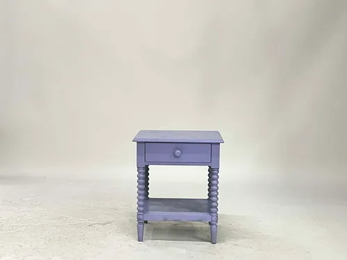 Lilac Purple 1-Drawer Bead Leg Side Table