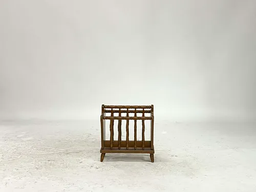 Vintage Walnut Spindle Magazine Rack