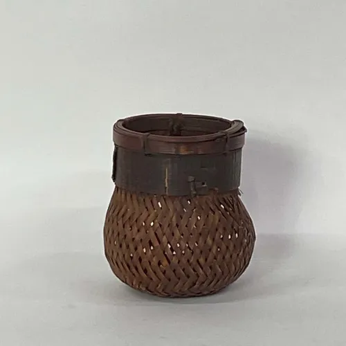 Antique Dark Brown Reed Mini Basket - BSKT63