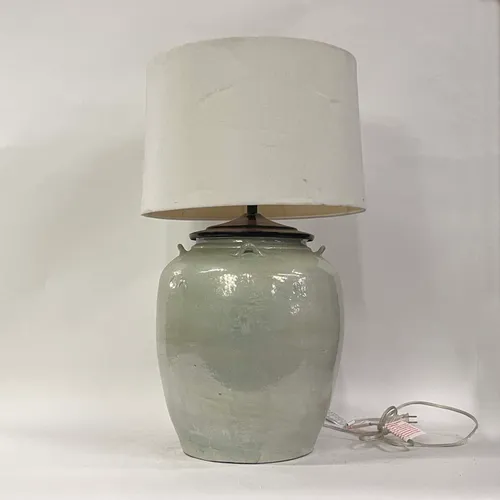 Mint Green Ceramic Jug Table Lamp with Gray Shade - LI318