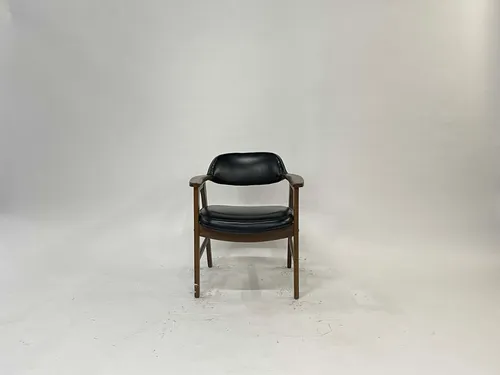 Danish Midcentury Black Leather Armchair