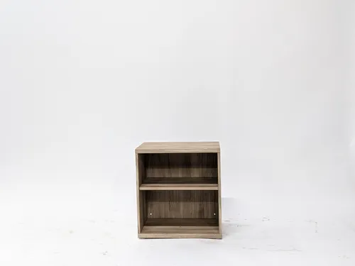 Washed Oak Veneer Low 2-Shelf Bookcase