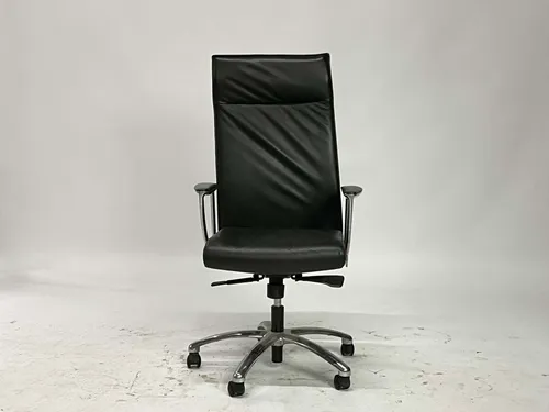 Black Faux Leather & Chrome Highback Office Chair