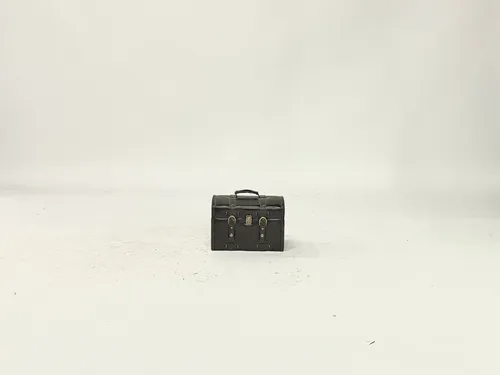 Black Leather Treasure Box Lockable Trunk with Handle