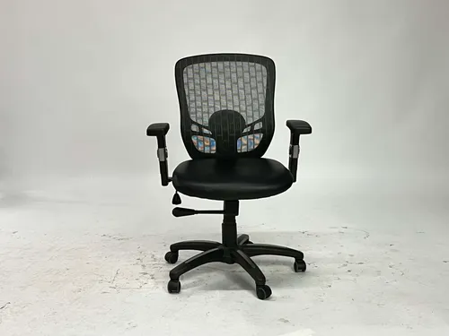 Black Brick Mesh & Black Leather Task Chair