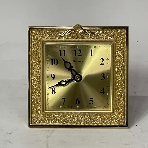 Vintage Gold Plated Bulova Table Clock - A773