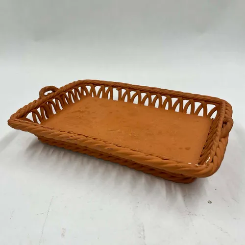 Orange Ceramic Basket Tray - TR358