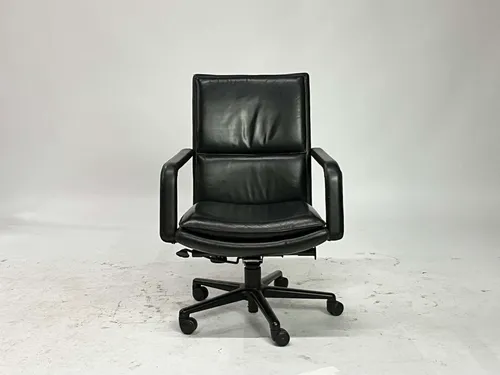 Black Leather Executive Office Chair with Black Leather Arms