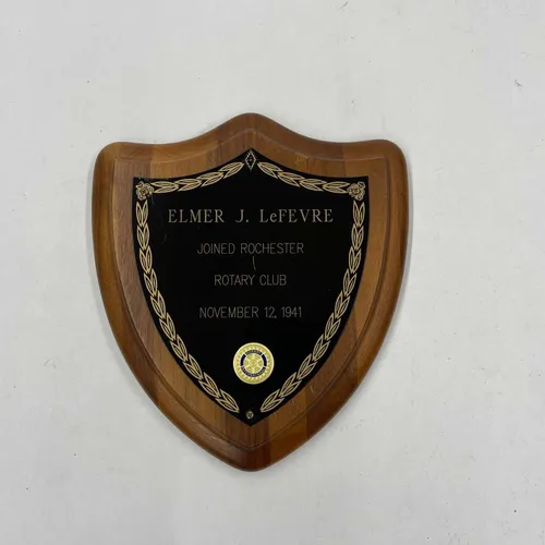 Elmer Lefevre Wood Shield Plaque - DEB454