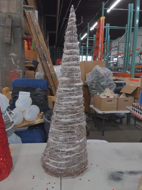 Glitter Wood Christmas Trees with Lights- Set of 2