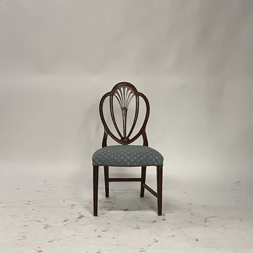 Wood Antique Chair with Blue Cushion - SE22240