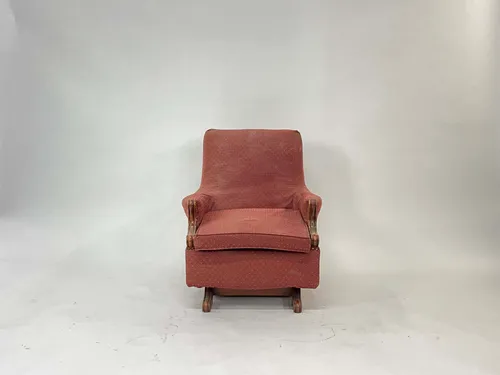 Brick Red Polka Dot Glider on Wood Base