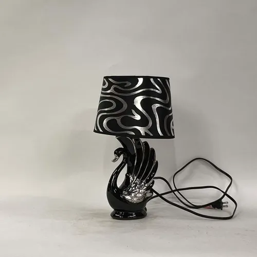 Black & Chrome Swan Table Lamp with Matching Shade - LI107